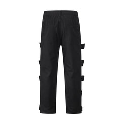 Black Multi Velcro Strap Twill Pants