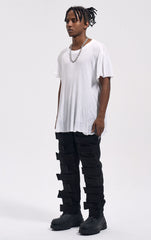 Black Multi Velcro Strap Twill Pants