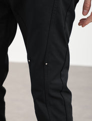 Black Rivet Work Flare Leg Twill Pants