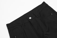 Black Rivet Work Flare Leg Twill Pants