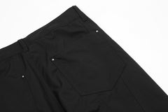 Black Rivet Work Flare Leg Twill Pants