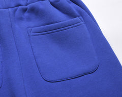 Cobalt Blue Drawstring Waist Snap Ankle Band Sweatpants