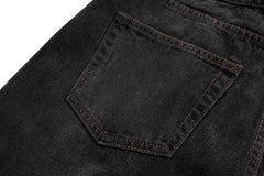 Black Stone Wash Ruched Flare Leg Denim