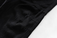 Black Side Curved Zip Stacked Wide Leg Denim