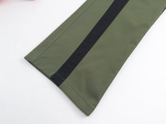 Army Green & Black Contrast Stitch Patchwork Twill Pants