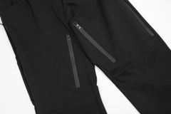 Black Multi Rubber Zip Nylon Pants