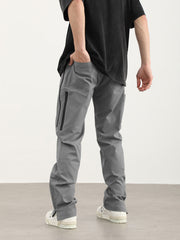Grey Multi Rubber Zip Nylon Pants