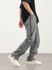 Grey Multi Rubber Zip Nylon Pants