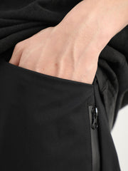 Black Multi Rubber Zip Nylon Pants