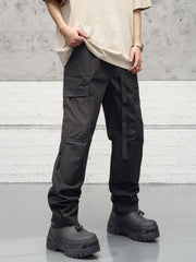 Black Belt Fastener Snap Leg Cargo Pants