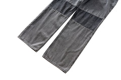 Black & Grey Vintage Wash Knee Cut Stacked Straight Leg Denim