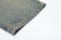 Light Blue Vintage Wash Side Leg Snap Pocket Loose Fit Denim