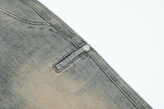 Light Blue Vintage Wash Side Leg Snap Pocket Loose Fit Denim