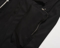 Black Drawstring Waist Multi Curved Zip Flare Leg Cargo Pants