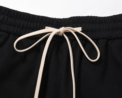 Black Drawstring Waist Zip Flare Cozy Sweatpants