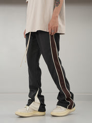Black & Brown Side Stripe Contrast Flare Leg Knit Sweatpants
