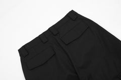 Black 3D Knee Gusset Cargo Wide Leg Twill Pants