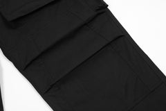 Black 3D Knee Gusset Cargo Wide Leg Twill Pants