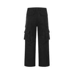 Black 3D Knee Gusset Cargo Wide Leg Twill Pants