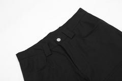 Black 3D Knee Gusset Cargo Wide Leg Twill Pants