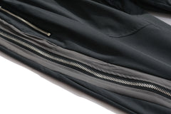 Black Diagonal Zip Nylon Pants