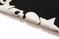 Black Scull & Stars Towel Patch Straight Leg Denim