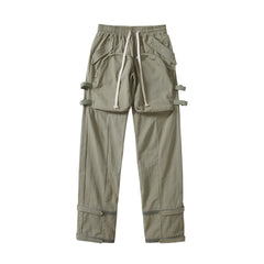 Olive Green Multi-Pocket Zip Pack Twill Pants