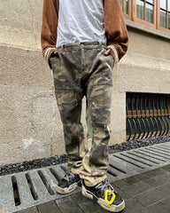 Camo Patchwork Flare Leg Denim