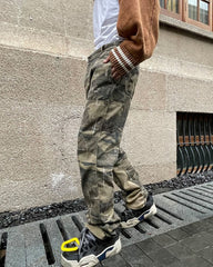 Camo Patchwork Flare Leg Denim