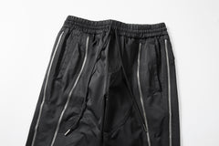 Black Dual Zip Leg Nylon Pants