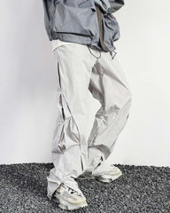 Grey 3D Side Cut Out Nylon Pants