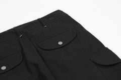 Black Snap Cargo Pocket Twill Pants