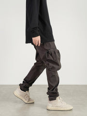 Dark Grey Velcro Multi-Pocket Zip & Clasp Twill Pants