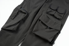 Dark Grey Velcro Multi-Pocket Zip & Clasp Twill Pants