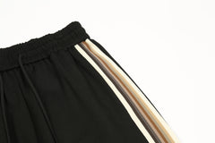 Black & Gold Multi-Stripe Stacked Wide Leg Sweatpants
