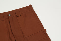 Brown 3D Cargo Pocket Strap & Snap Twill Pants