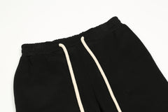 Black & White Drawstring Waist Flare Leg Sweatpants