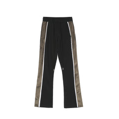 Black Colorblock Velour Side Stripe Flare Leg Sweatpants