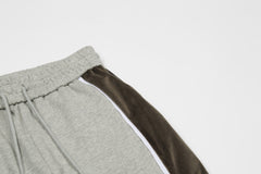 Grey Colorblock Velour Side Stripe Flare Leg Sweatpants