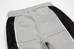 Grey Colorblock Velour Side Stripe Flare Leg Sweatpants