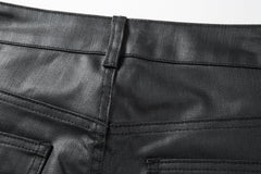 Black Side Zip Pocket Leather Pants