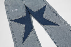 Light Blue Raw Star Panel Flare Leg Denim