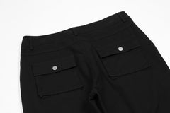 Black Mini Snap Pocket Flare Leg Twill Pants