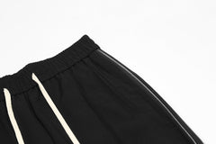 Black Front Pleat Side Zip Track Pants