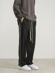 Black Front Pleat Side Zip Track Pants