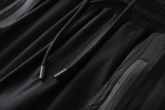 Black Multi Curved Zip Nylon Flare Pants