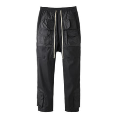 Black Velcro Multi Pocket Nylon Pants