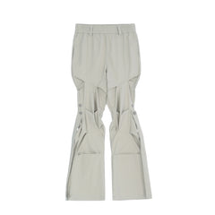 White 3D Leg Pleat & Strap Nylon Pants