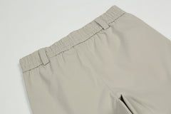 White 3D Leg Pleat & Strap Nylon Pants