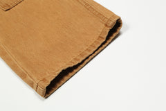 Brown Vintage Wash Double-Front Patch Pocket Straight Leg Denim